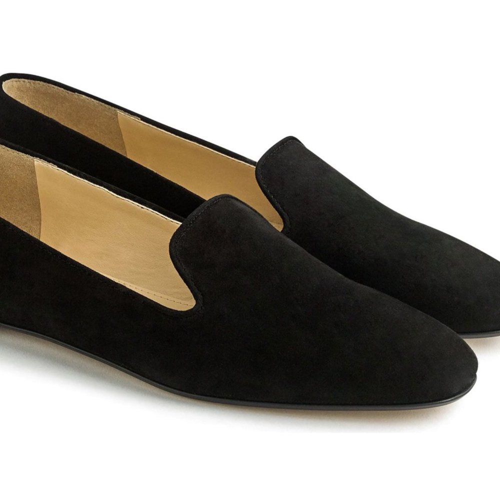 J.Crew Black Smoking Slippers Suede sz 7